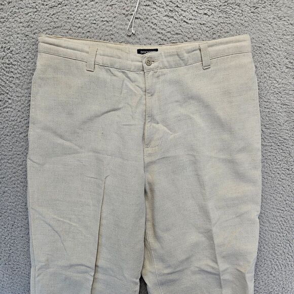 Dockers Khakis Pants Mens 36x32 Beige Stonewashed Linen Relaxed Fit Flat Front - Picture 2 of 12